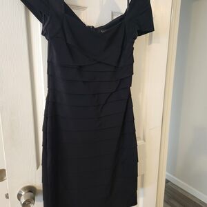 White House Black Market One Shoulder Black Dress